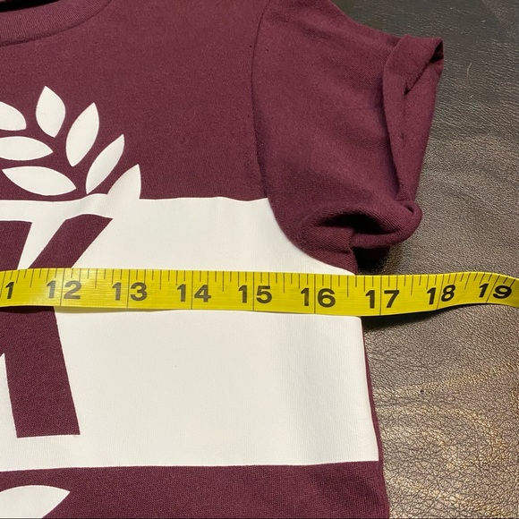 PINK Victoria’s Secret Maroon w/ White Logo Short Cuffed Sleeve Shirt Size S - Picture 6 of 8